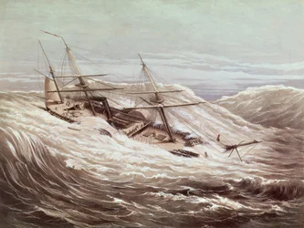 The Mississippi Steam Frigate in a Typhoon, engraved by Currier and Ives